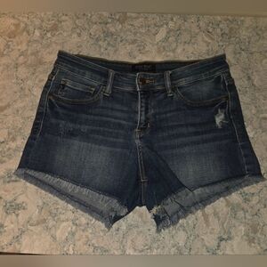 Judy Blue Distressed Dark Blue Jean Shorts